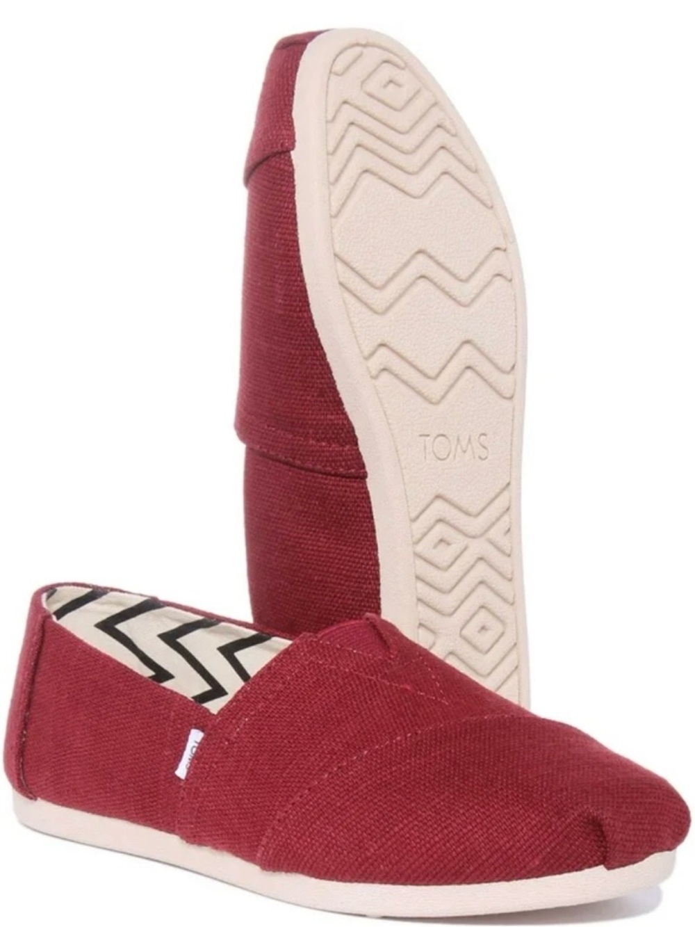 TOMS Women's Slip-On bold Canvas Moccasins in Deep Red